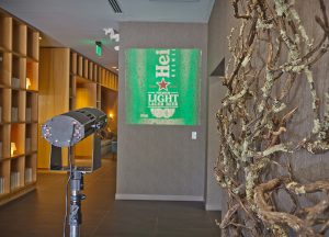 Full-color glass gobo of the Heineken logo