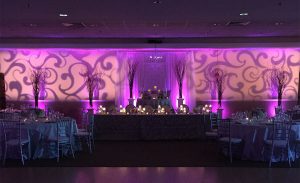 Personalize special occasions like an engagement party or bridal shower with a monogram gobo