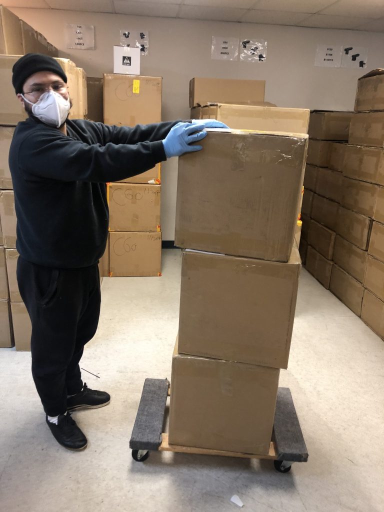 GoboSource Employee practicing safe shipping. 