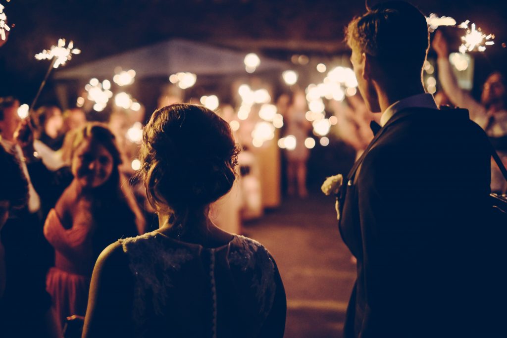 Gobo projection creates truly enchanting outdoor wedding lighting