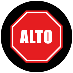 ALTO Sign Gobo Projection, safety projection stop. stop sign image, STOP Sign in Spanish Language