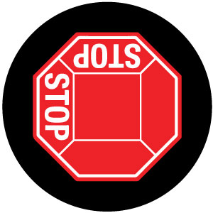 STOP Sign Across Gobo Projection, safety projection stop. stop sign image