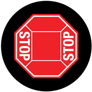 STOP Sign Across Gobo Projection, safety projection stop. stop sign image