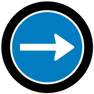 Arrow Sign Round Blue Gobo S1260-2c -  Right directional arrow with blue circle background
