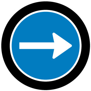 Arrow Sign Round Blue Gobo ZHT-S1260 - Right directional arrow with blue circle background