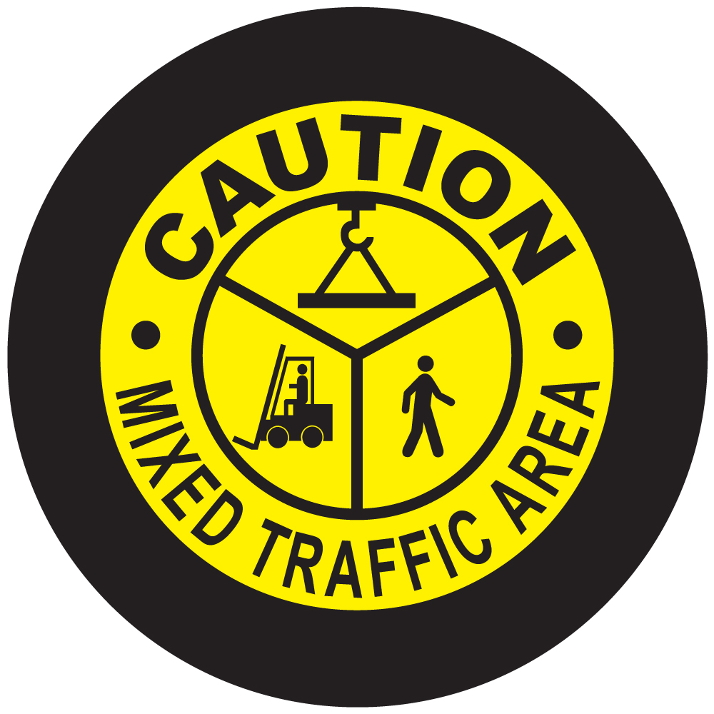 CAUTION Mixed Traffic ZHT-S2008, Safety Sign, Virtual Safety Sign, Projected Safety Sign, Lighted Caution Sign, Factory Safety Sign, Industrial Safety Sign